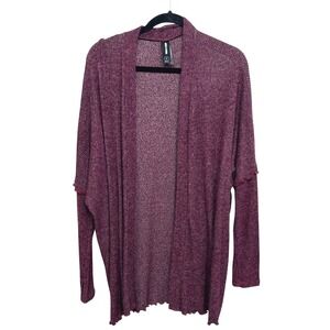 Agnes Dora Ruffle Hem Cardigan L Plum Knit Coquette Soft Girl Romantic Cozy Fall